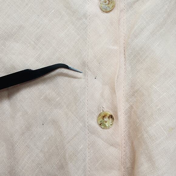 Kleen Top Womens Size L Orange Linen Button Up Crop Sleeve Blouse Lagenlook - Picture 3 of 11